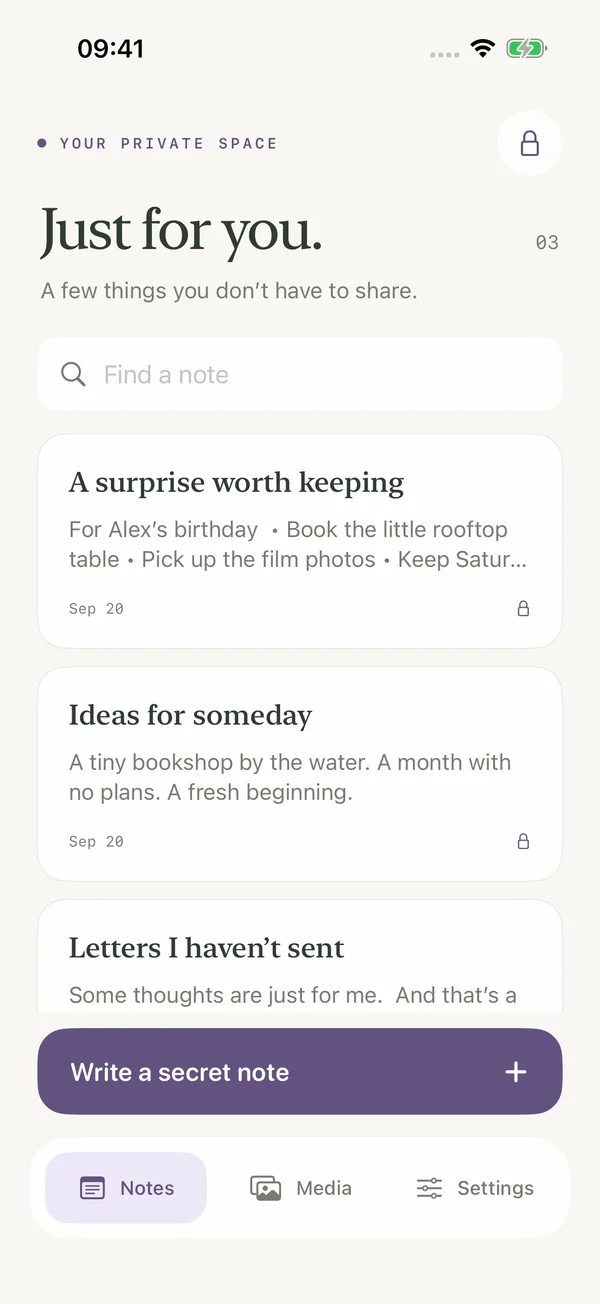 Private notes in Notig